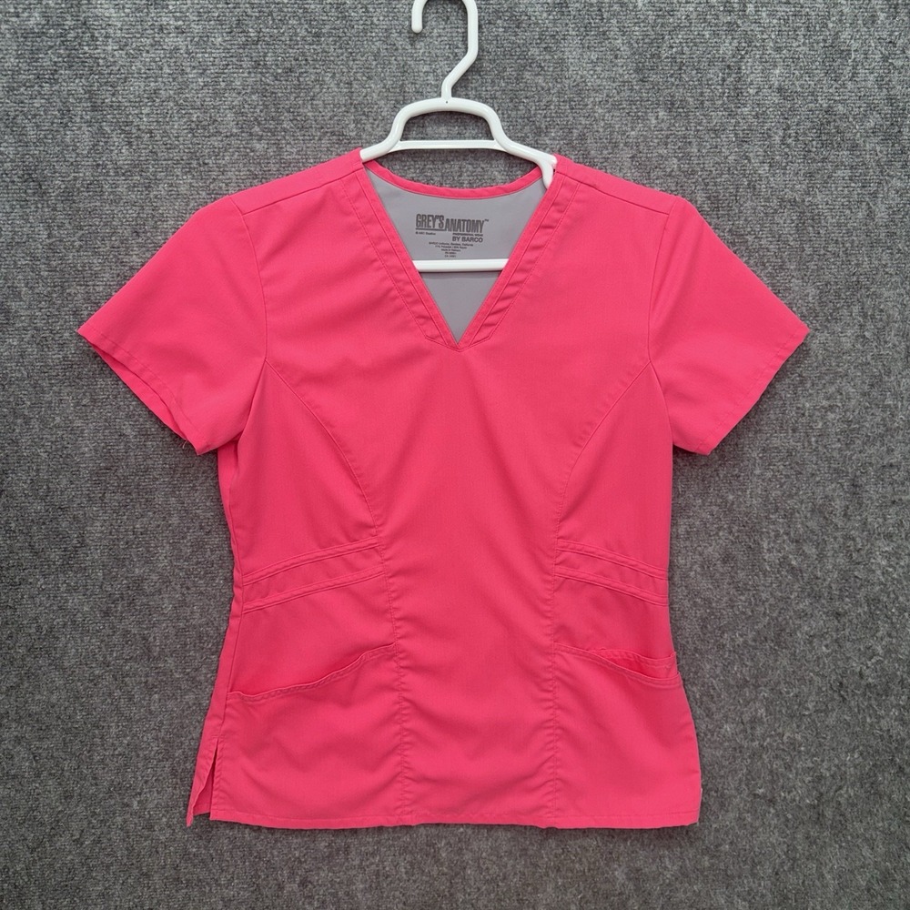 Grey's Anatomy by Barco hot pink Scrub Top Women's size Medium V Neck